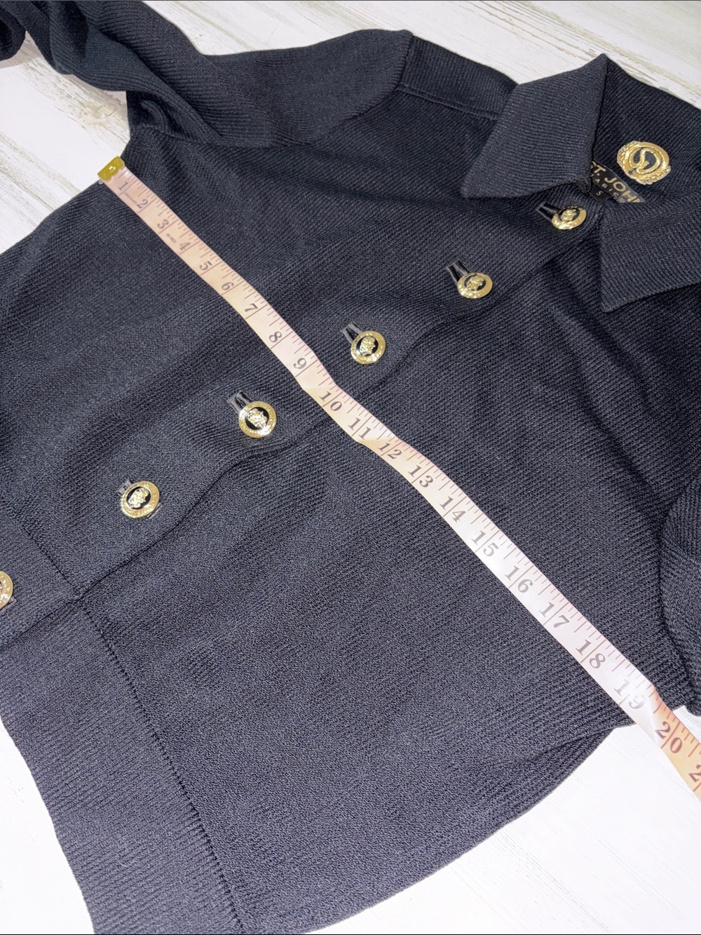 St John Black Knit Skirt Set with Gold Buttons - Picture 7 of 14